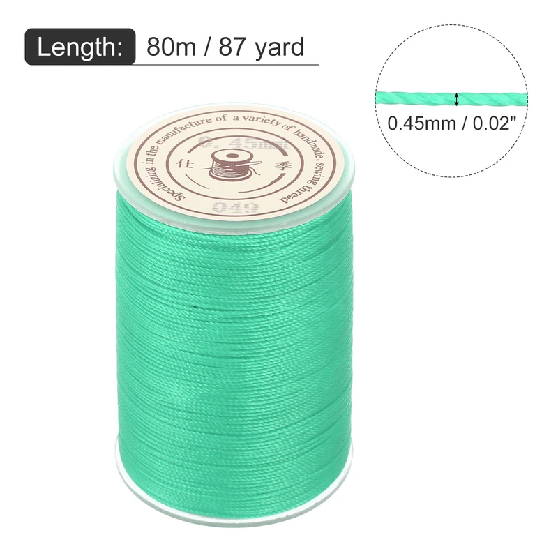 Waxed Cord 0.45mm Waxed Thread 87 Yard Wax String Leather Cord (Lake Green)