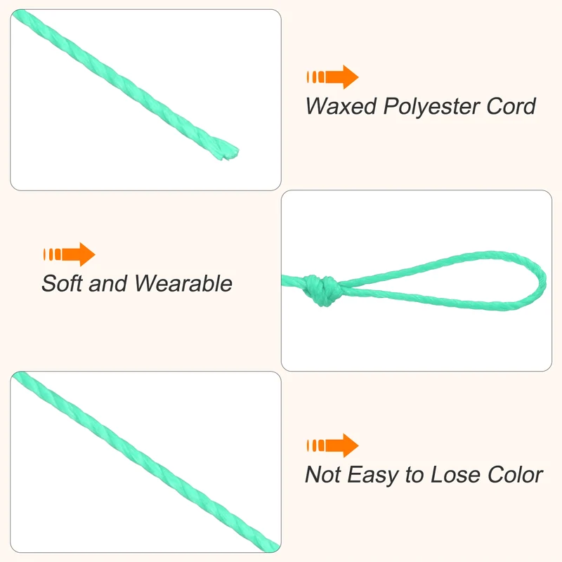 Waxed Cord 0.45mm Waxed Thread 87 Yard Wax String Leather Cord (Lake Green)