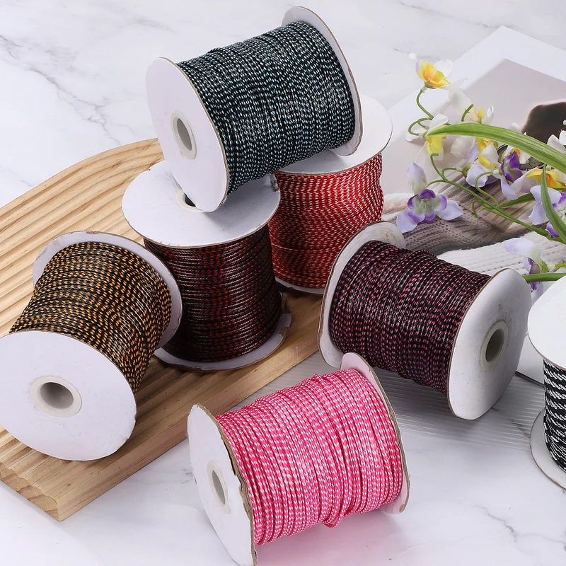 Waxed Cord 2mm Waxed Thread 87 Yard Wax String Leather Cord (Light Pink/Black)
