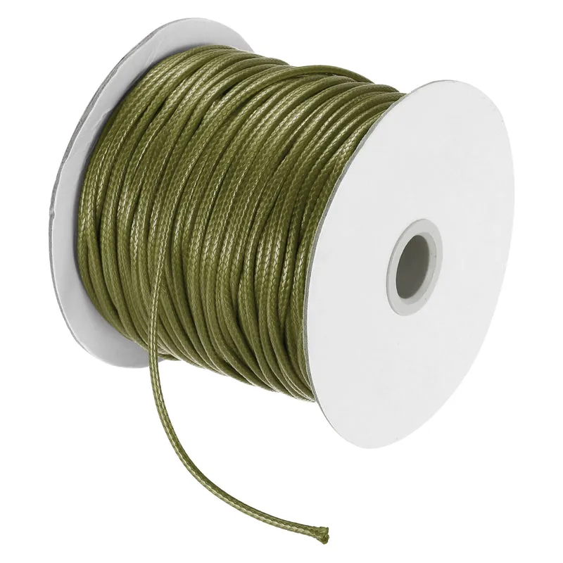 Army Green 2.5mm Waxed Cord 87 Yard Wax Bead Thread String for Jewelry Making