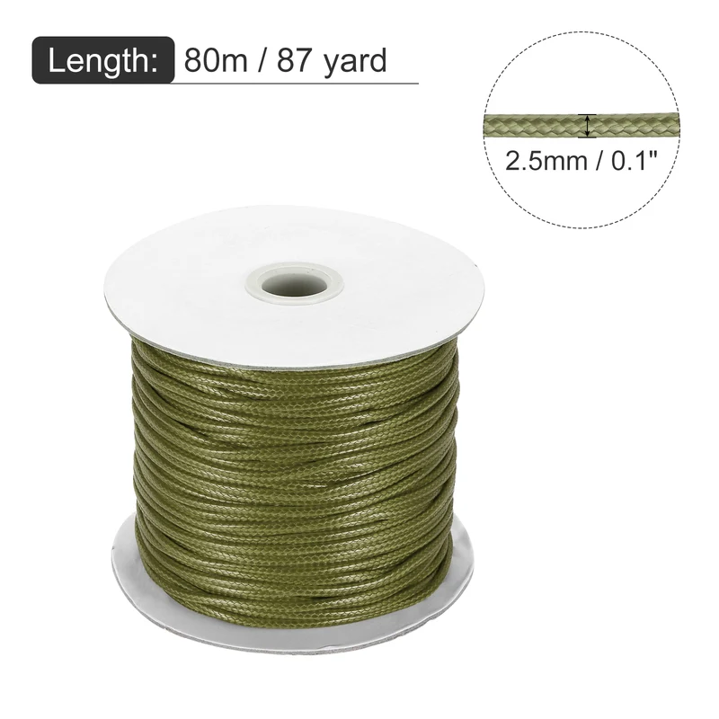 Army Green 2.5mm Waxed Cord 87 Yard Wax Bead Thread String for Jewelry Making