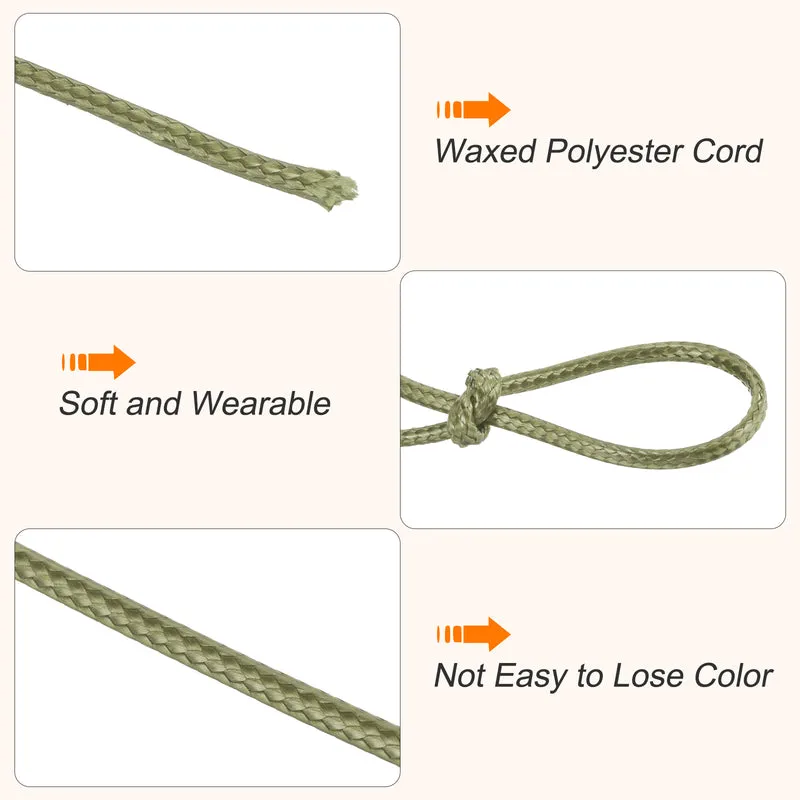 Army Green 2.5mm Waxed Cord 87 Yard Wax Bead Thread String for Jewelry Making