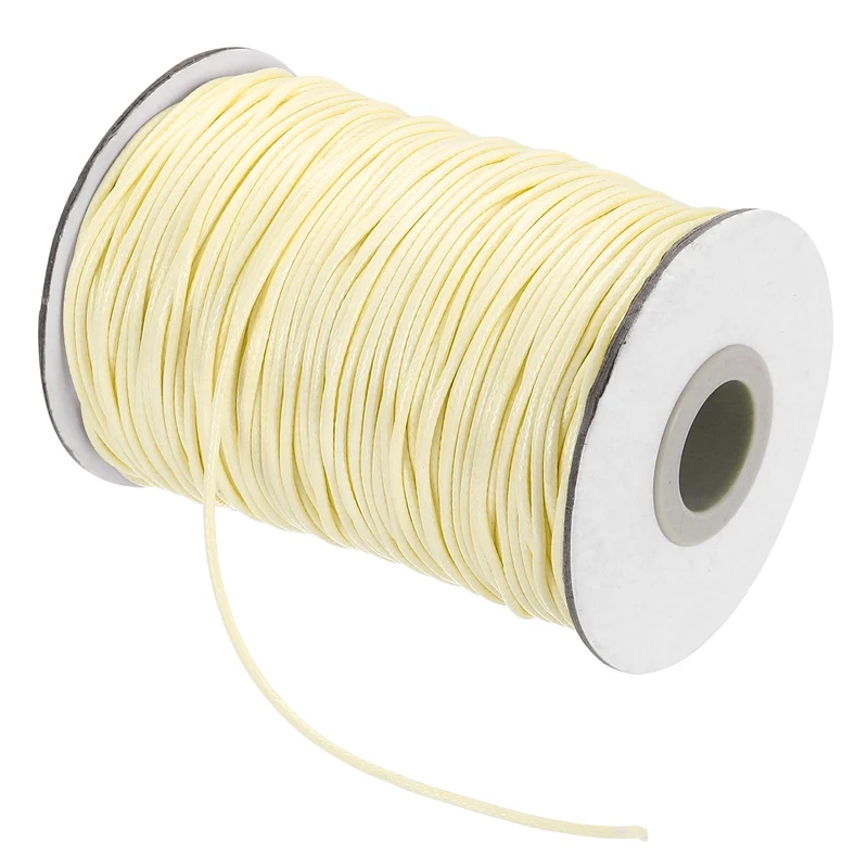 Waxed Cord 1.5mm Waxed Thread 87 Yard Wax String Leather Cord (Beige)
