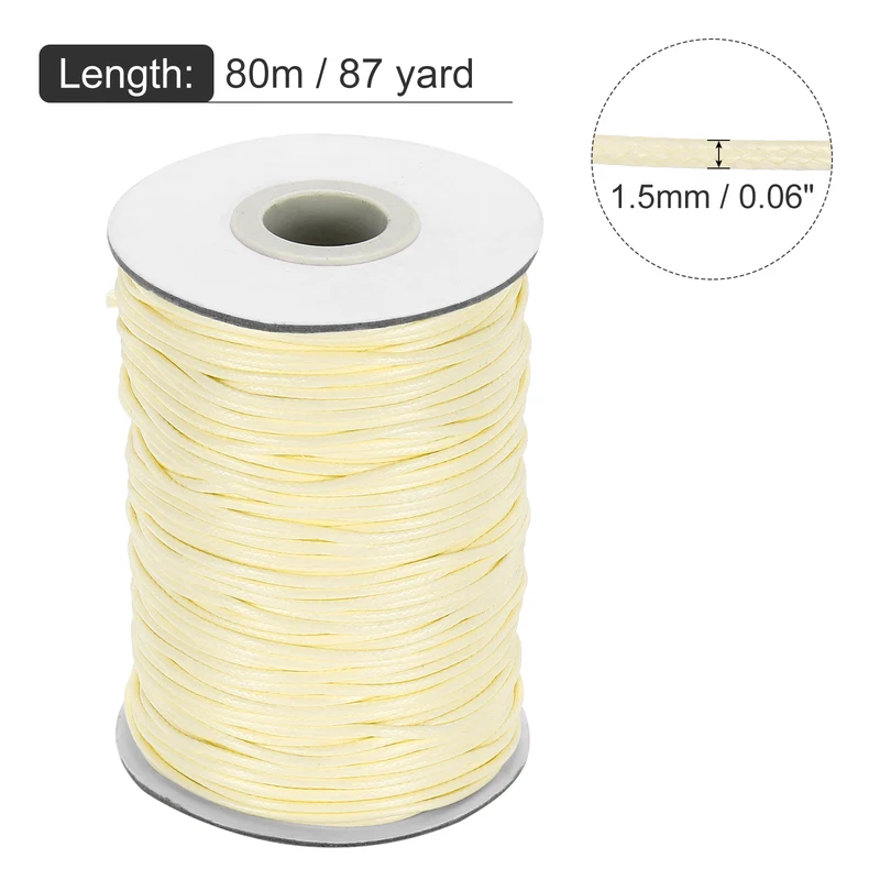 Waxed Cord 1.5mm Waxed Thread 87 Yard Wax String Leather Cord (Beige)