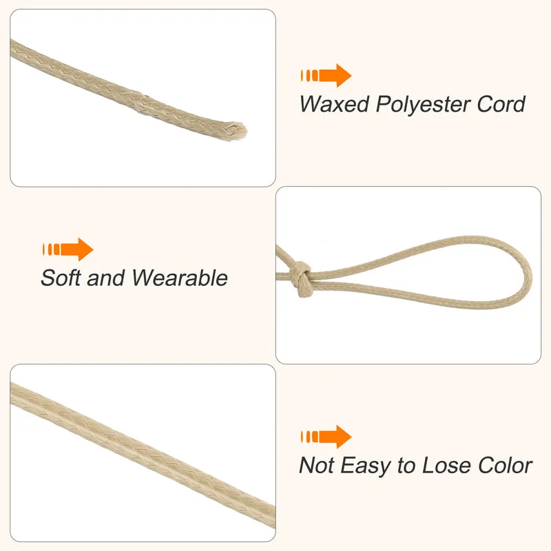 Khaki 2.5mm Waxed Cord 87 Yard Wax Bead Thread String for Jewelry Making