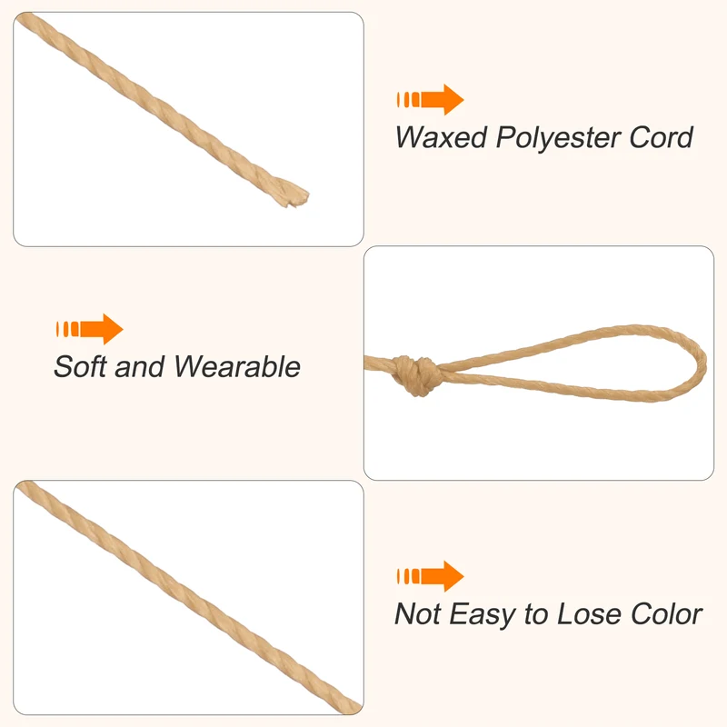 Waxed Cord 0.45mm Waxed Thread 87 Yard Wax String Leather Cord (Light Coffee)