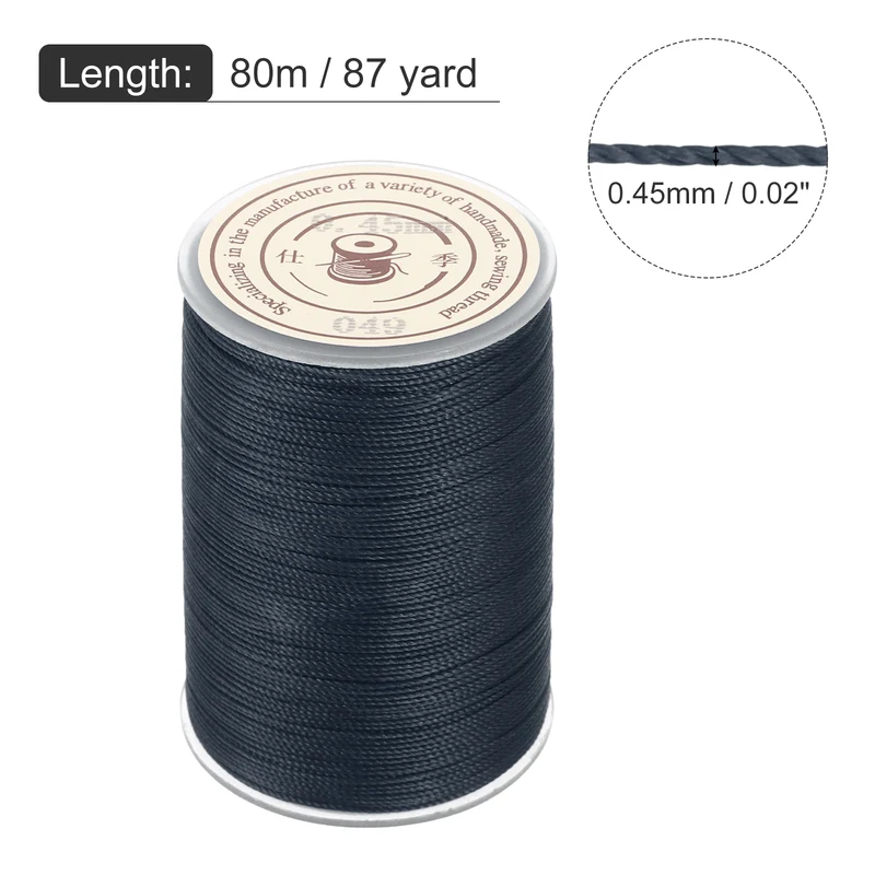 Waxed Cord 0.45mm Waxed Thread 87 Yard Wax String Leather Cord (Dark Blue)