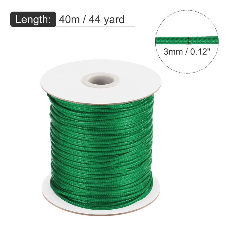 Dark Green 3mm Waxed Cord 44 Yard Wax Bead Thread String for Jewelry Making
