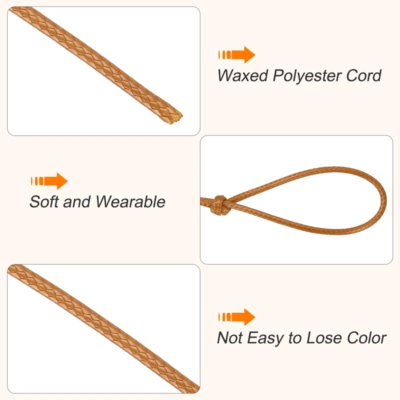 Waxed Cord 2.5mm Waxed Thread 87 Yard Wax String Leather Cord (Orange Yellow)