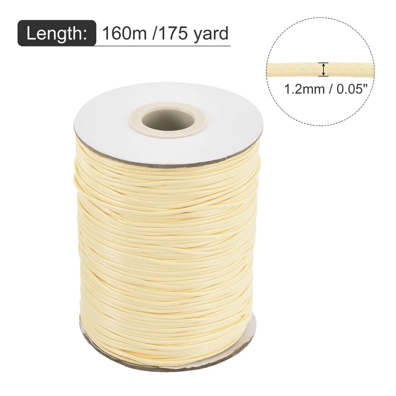 Beige 1.2mm Waxed Cord 175 Yard Wax Bead Thread String for Jewelry Make