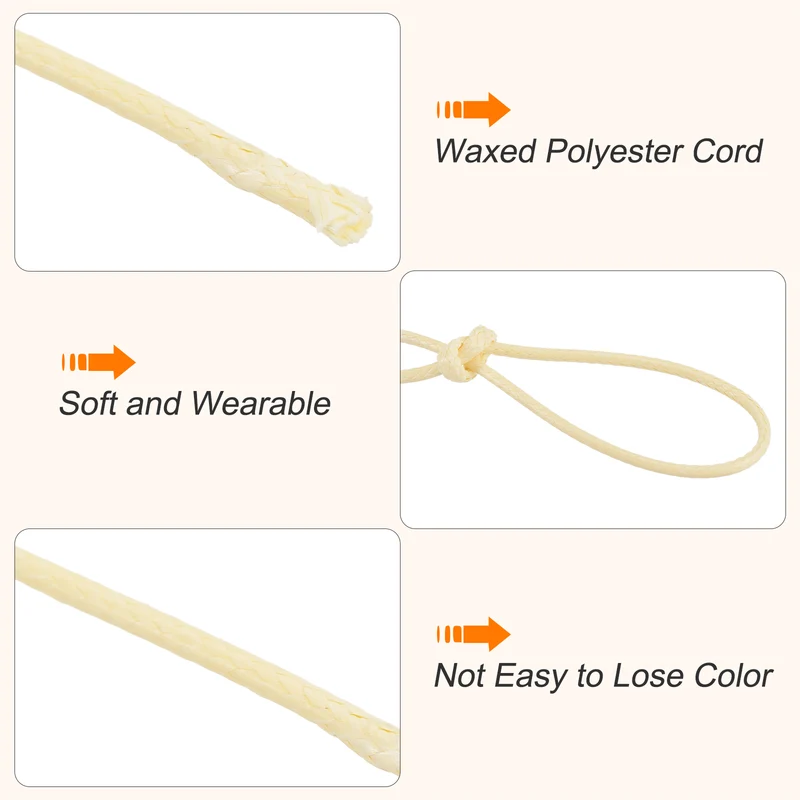 Beige 1.2mm Waxed Cord 175 Yard Wax Bead Thread String for Jewelry Make