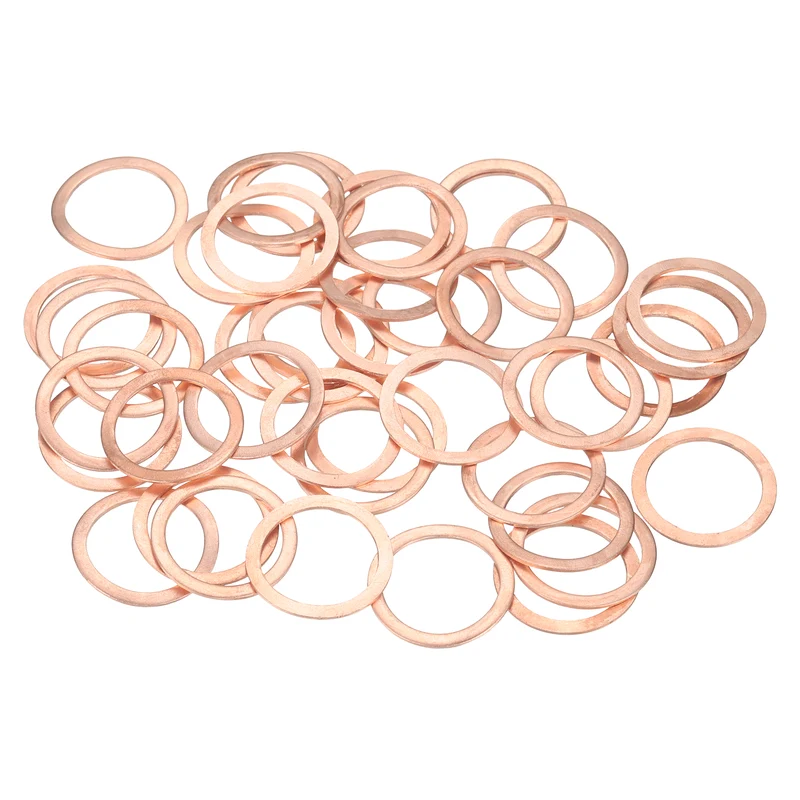 52 Pcs Flat Copper Washers, 20x26x1mm Copper Flat Sealing Crush Ring Washers