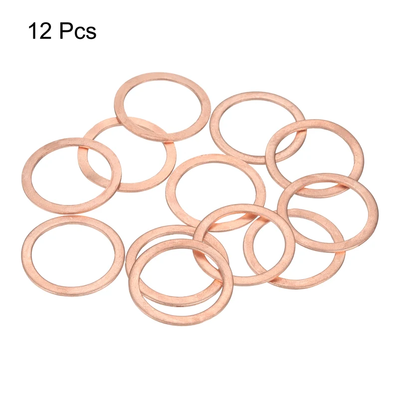 12 Pcs Flat Copper Washers, 20x26x1mm Copper Flat Sealing Crush Ring Washers