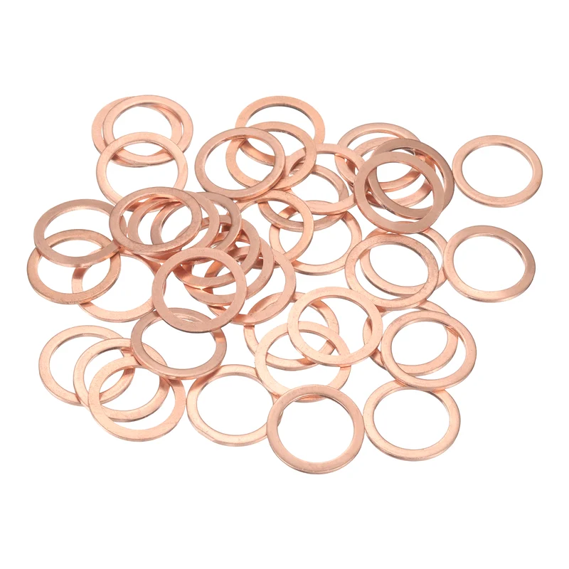 52 Pcs Flat Copper Washers, 19x25x1.5mm Copper Flat Sealing Crush Ring Washers