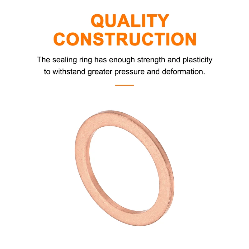 52 Pcs Flat Copper Washers, 19x25x1.5mm Copper Flat Sealing Crush Ring Washers