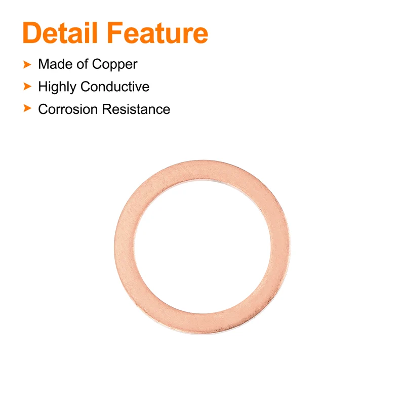 52 Pcs Flat Copper Washers, 19x25x1.5mm Copper Flat Sealing Crush Ring Washers