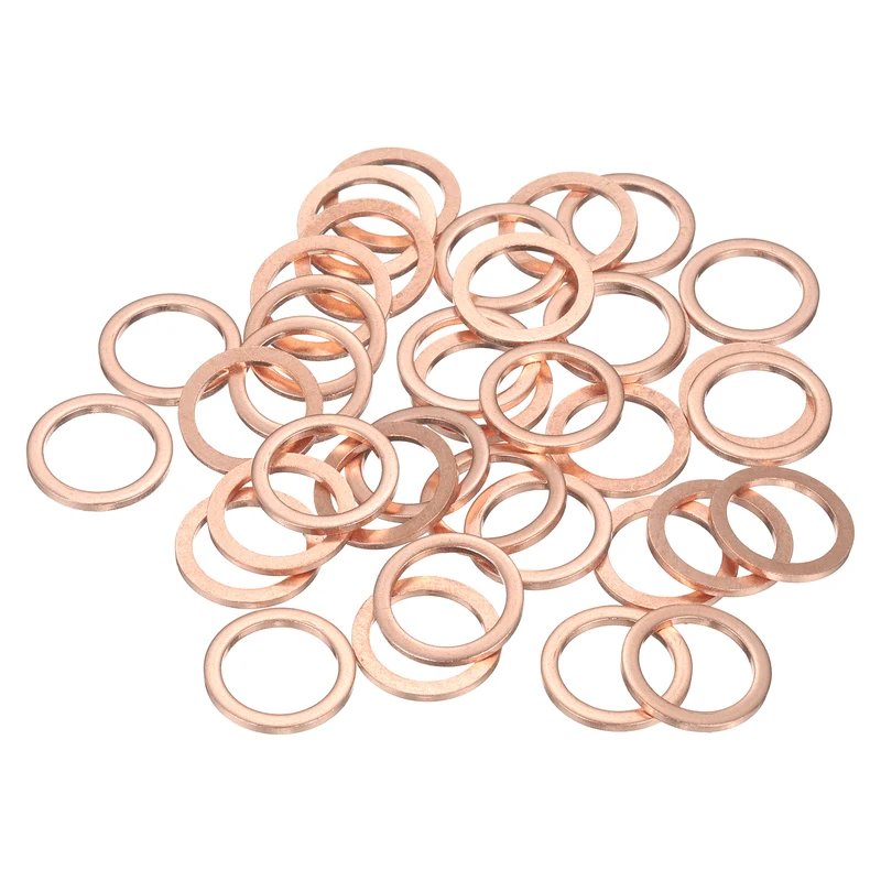 52 Pcs Flat Copper Washers, 18x24x2mm Copper Flat Sealing Crush Ring Washers