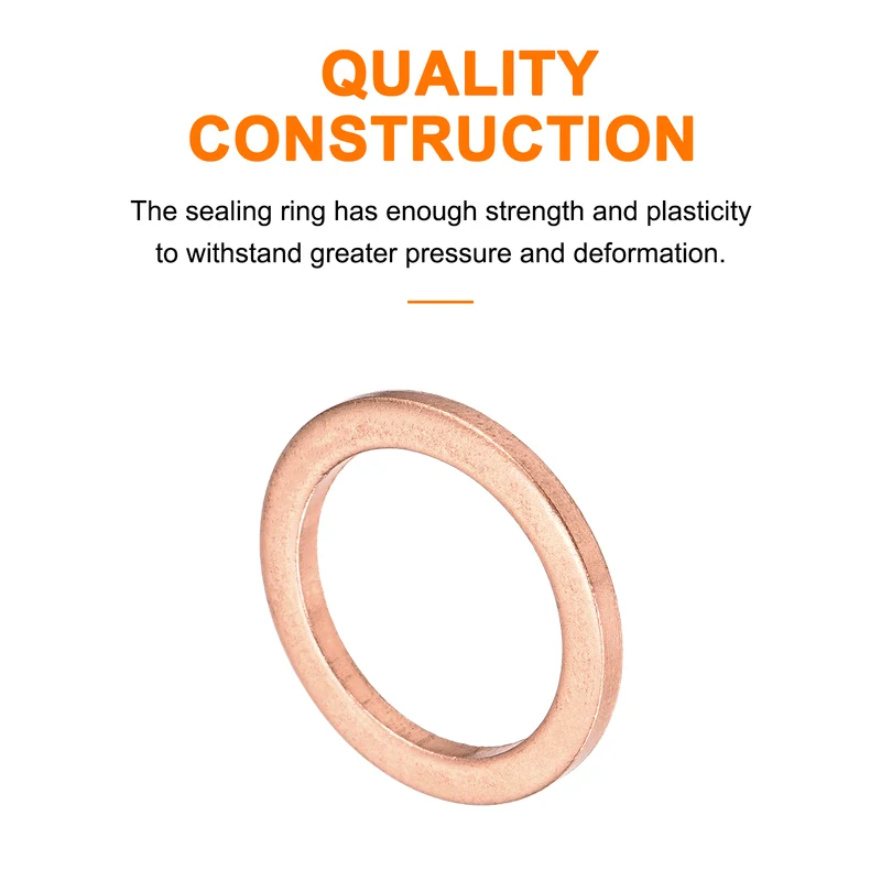 52 Pcs Flat Copper Washers, 18x24x2mm Copper Flat Sealing Crush Ring Washers