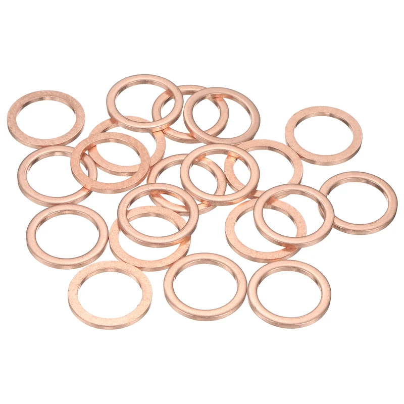 22 Pcs Flat Copper Washers, 18x24x2mm Copper Flat Sealing Crush Ring Washers