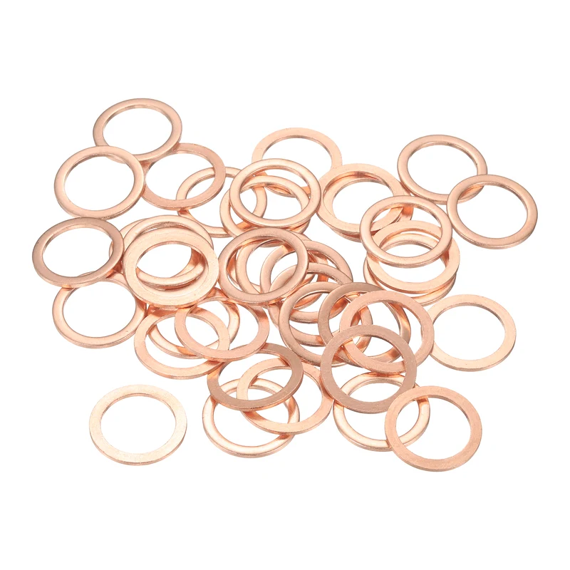52 Pcs Flat Copper Washers, 18x24x1.5mm Copper Flat Sealing Crush Ring Washers