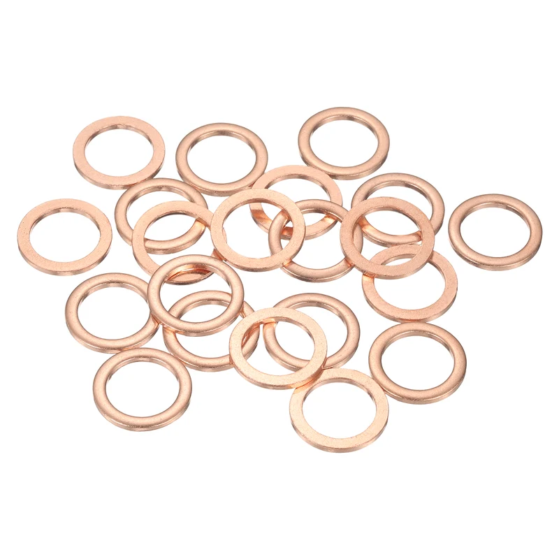 22 Pcs Flat Copper Washers, 16x22x2mm Copper Flat Sealing Crush Ring Washers