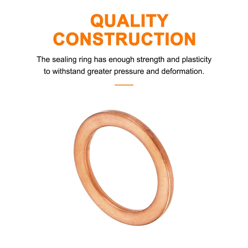 52 Pcs Flat Copper Washers, 16x22x1.5mm Copper Flat Sealing Crush Ring Washers