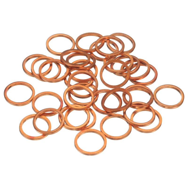 52 Pcs Flat Copper Washers, 16x20x2mm Copper Flat Sealing Crush Ring Washers