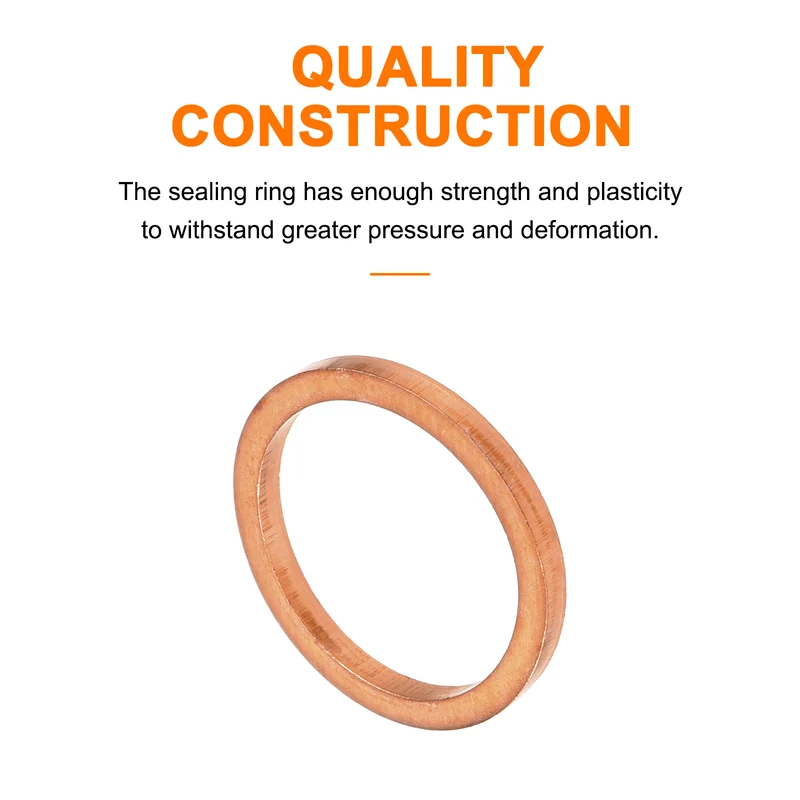 52 Pcs Flat Copper Washers, 16x20x2mm Copper Flat Sealing Crush Ring Washers