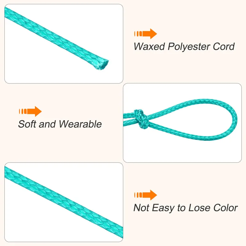 Waxed Cord 1mm Waxed Thread 87 Yard Wax String Leather Cord (Light Green)