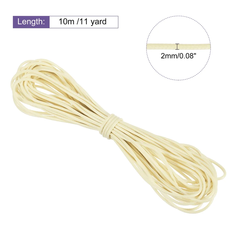 Creamy White 2mm Waxed Cord 11 Yard Wax Bead Thread String for Jewelry Make
