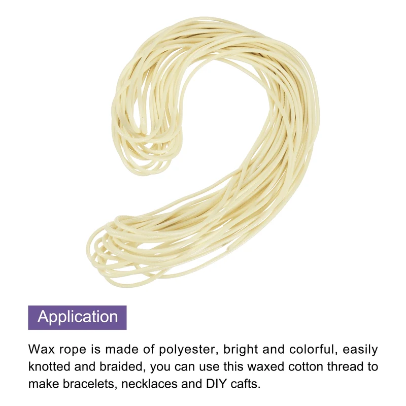 Creamy White 2mm Waxed Cord 11 Yard Wax Bead Thread String for Jewelry Make