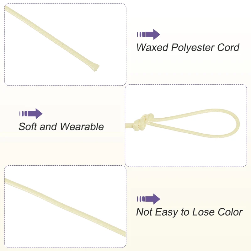 Creamy White 2mm Waxed Cord 11 Yard Wax Bead Thread String for Jewelry Make