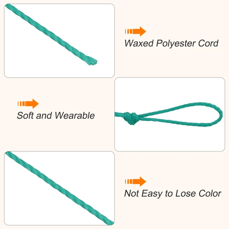 Waxed Cord 0.45mm Waxed Thread 87 Yard Wax String Leather Cord (Malachite Green)