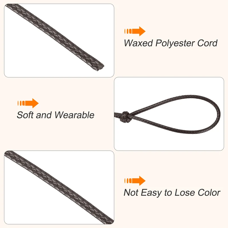 Waxed Cord 2.5mm Waxed Thread 87 Yard Wax String Leather Cord (Dark Coffee)