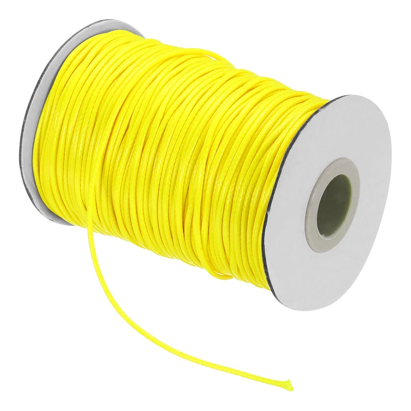 Waxed Cord 1.5mm Waxed Thread 87 Yard Wax String Leather Cord (Yellow)