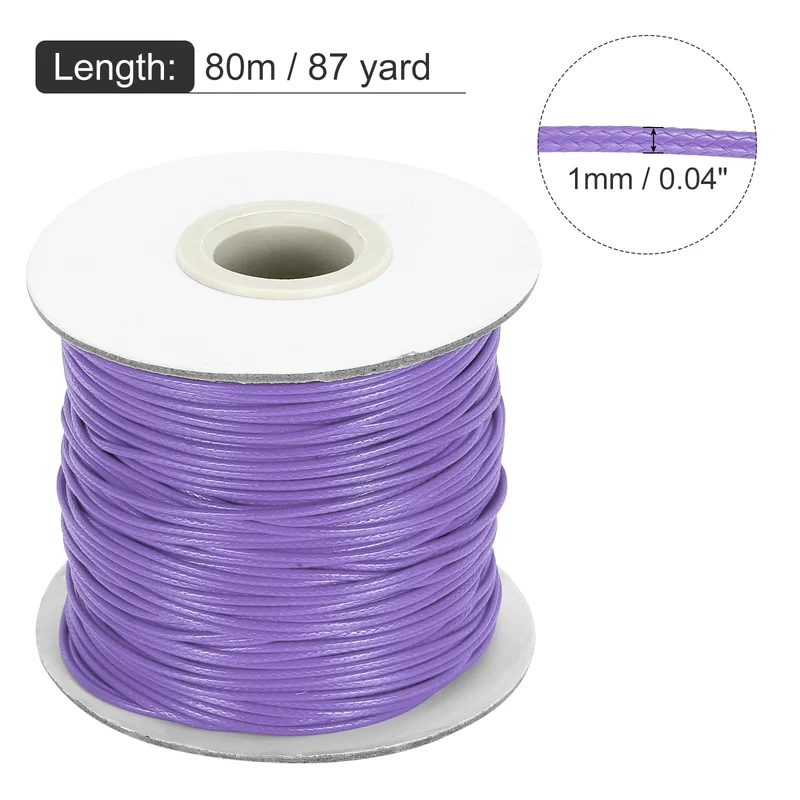 Waxed Cord 1mm Waxed Thread 87 Yard Wax String Leather Cord (Light Purple)