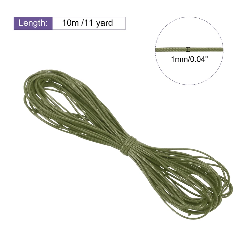 Dark Green 1mm Waxed Cord 11 Yard Wax Bead Thread String for Jewelry Make