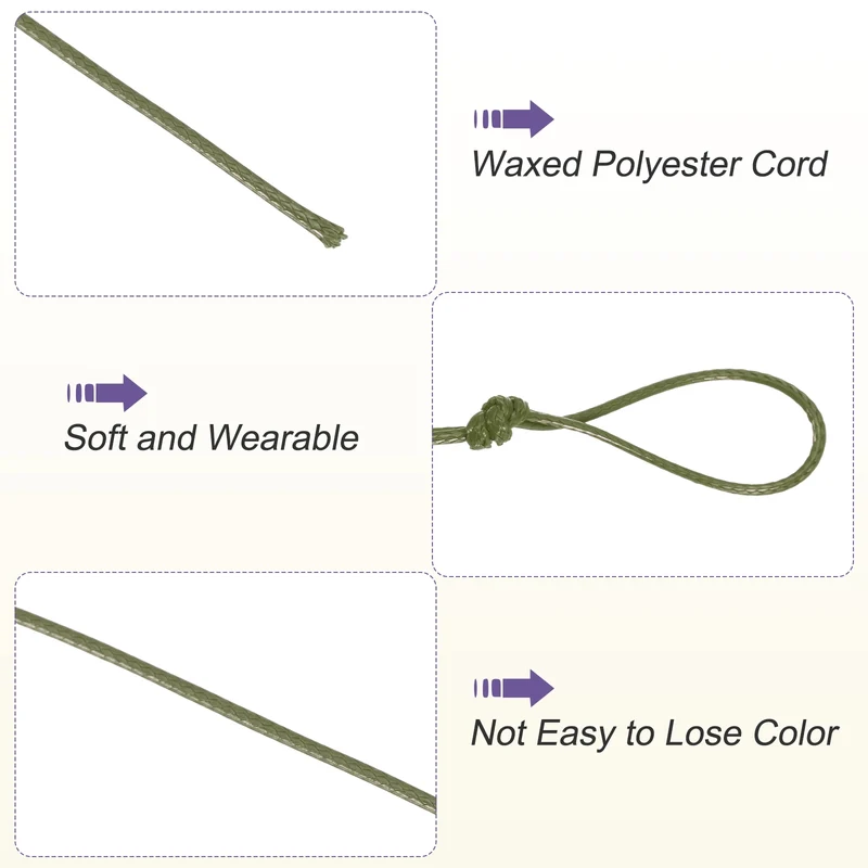 Dark Green 1mm Waxed Cord 11 Yard Wax Bead Thread String for Jewelry Make