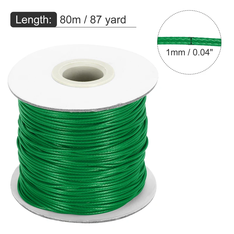 Waxed Cord 1mm Waxed Thread 87 Yard Wax String Leather Cord (Green)