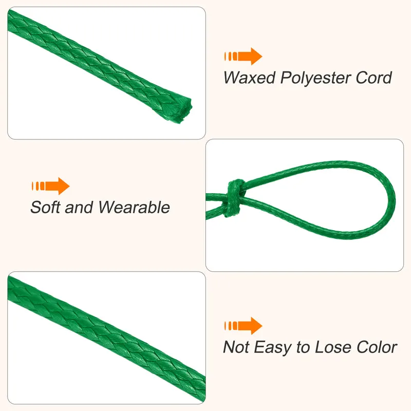 Waxed Cord 1mm Waxed Thread 87 Yard Wax String Leather Cord (Green)