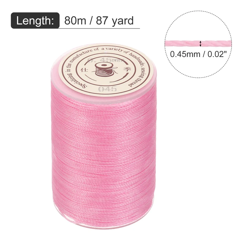 Waxed Cord 0.45mm Waxed Thread 87 Yard Wax String Leather Cord (Pink)