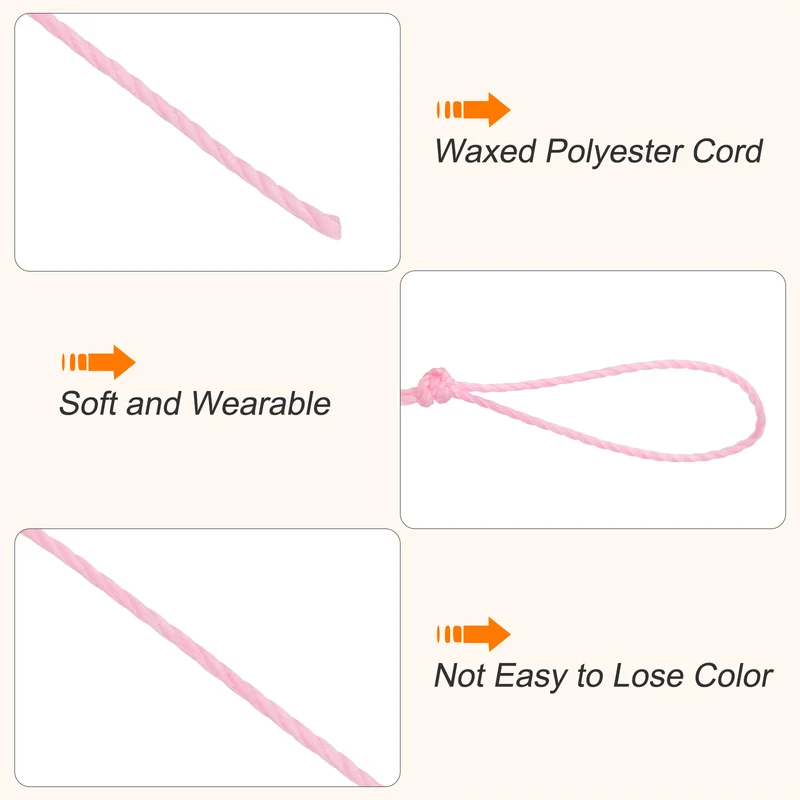 Waxed Cord 0.45mm Waxed Thread 87 Yard Wax String Leather Cord (Pink)