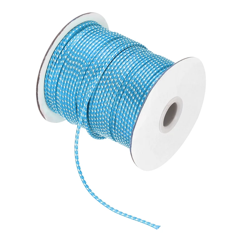 Waxed Cord 2mm Waxed Thread 87 Yard Wax String Leather Cord (Sky Blue/White)
