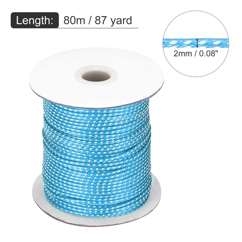 Waxed Cord 2mm Waxed Thread 87 Yard Wax String Leather Cord (Sky Blue/White)