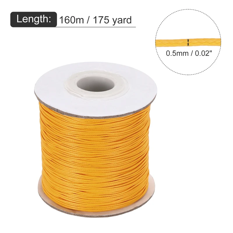 Golden Yellow 0.5mm Waxed Cord 175 Yard Wax Bead Thread String for Jewelry
