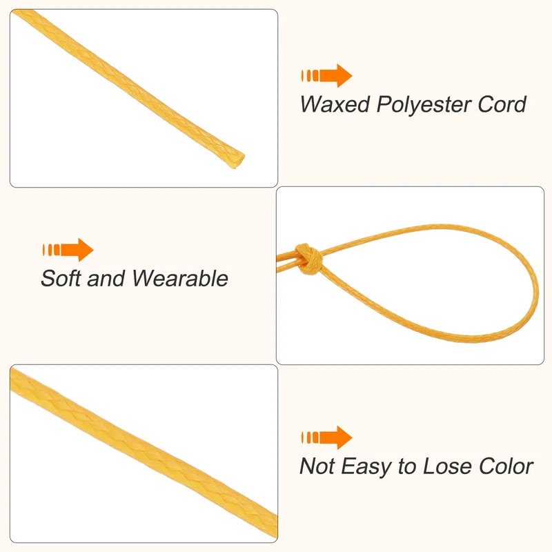 Golden Yellow 0.5mm Waxed Cord 175 Yard Wax Bead Thread String for Jewelry