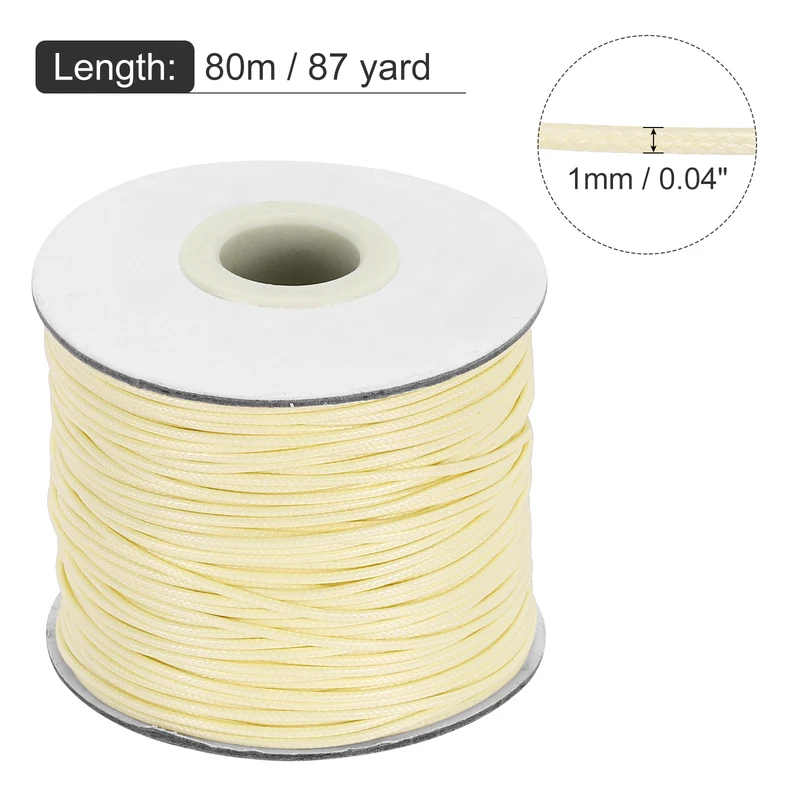 Waxed Cord 1mm Waxed Thread 87 Yard Wax String Leather Cord (Beige)
