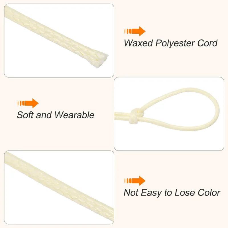Waxed Cord 1mm Waxed Thread 87 Yard Wax String Leather Cord (Beige)