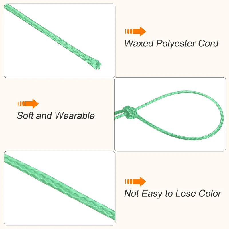 Mint Green 0.5mm Waxed Cord 175 Yard Wax Bead Thread String for Jewelry