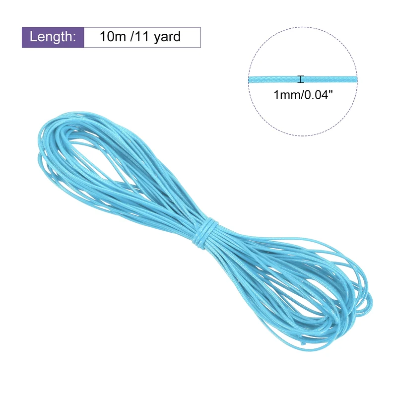 Light Blue 1mm Waxed Cord 11 Yard Wax Bead Thread String for Jewelry Make
